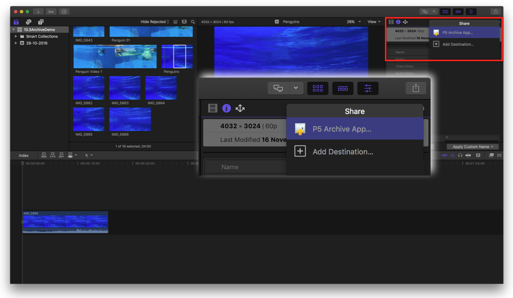 Screenshot FCPX10.3 - Shared destination Screenshot FCPX10.3 - Shared destination