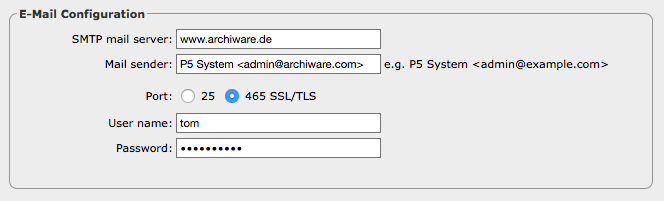 Screenshot E-Mail Configuration Screenshot E-Mail Configuration