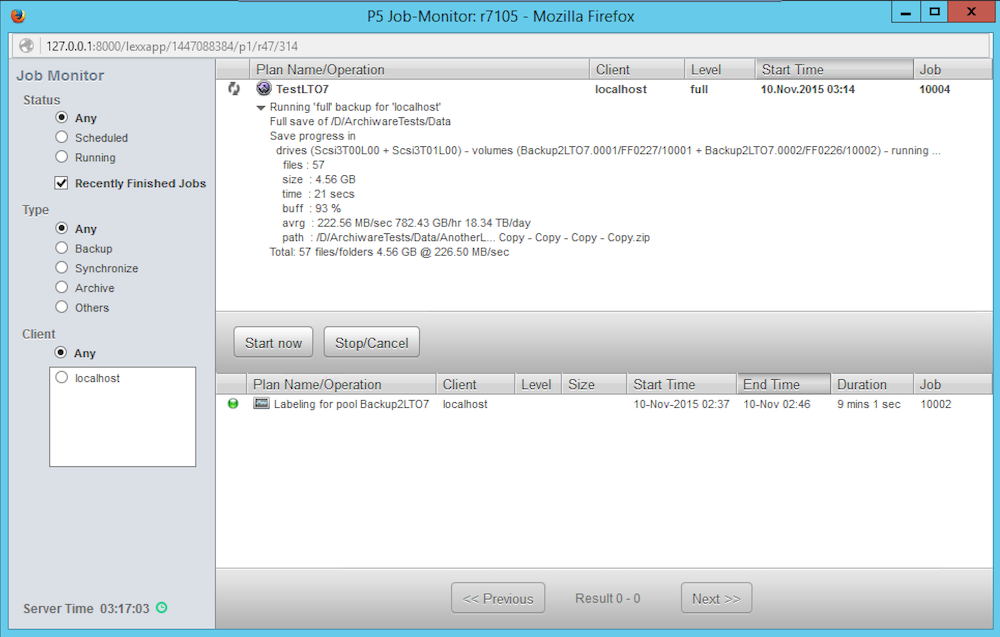 Screenshot LTO-7 test Screenshot LTO-7 test