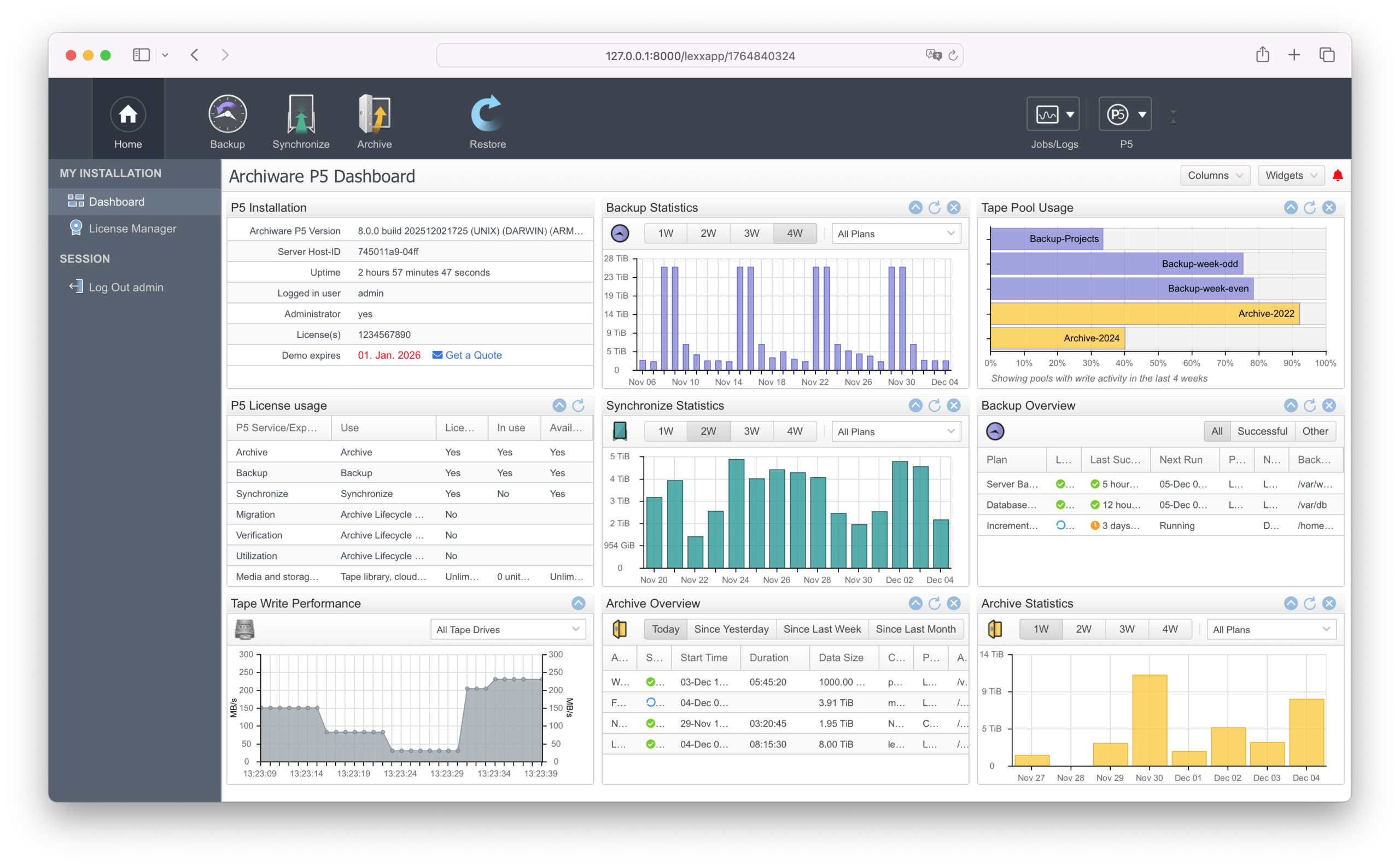 P5 Version 8.0 Dashboard